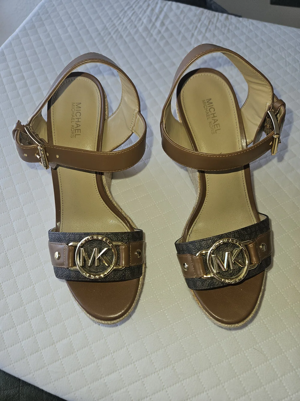 Michael Kors Brown Espadrille Wedge Sandals